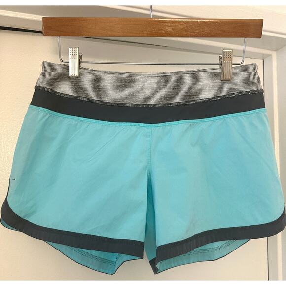 LULULEMON Blue & Gray Running Workout Yoga Shorts – Size 4 - Picture 2 of 7